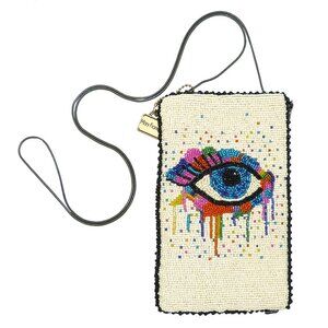 Mary Frances Eye Paint Beaded Cross Body Phone Bag RARE